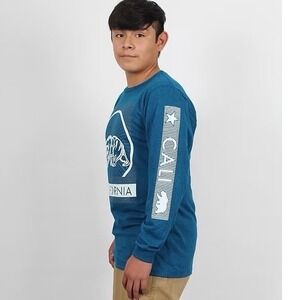 Eighty Brand Kids‎ Long Sleeve Graphic T Shirt California Bear Size 14 Blue